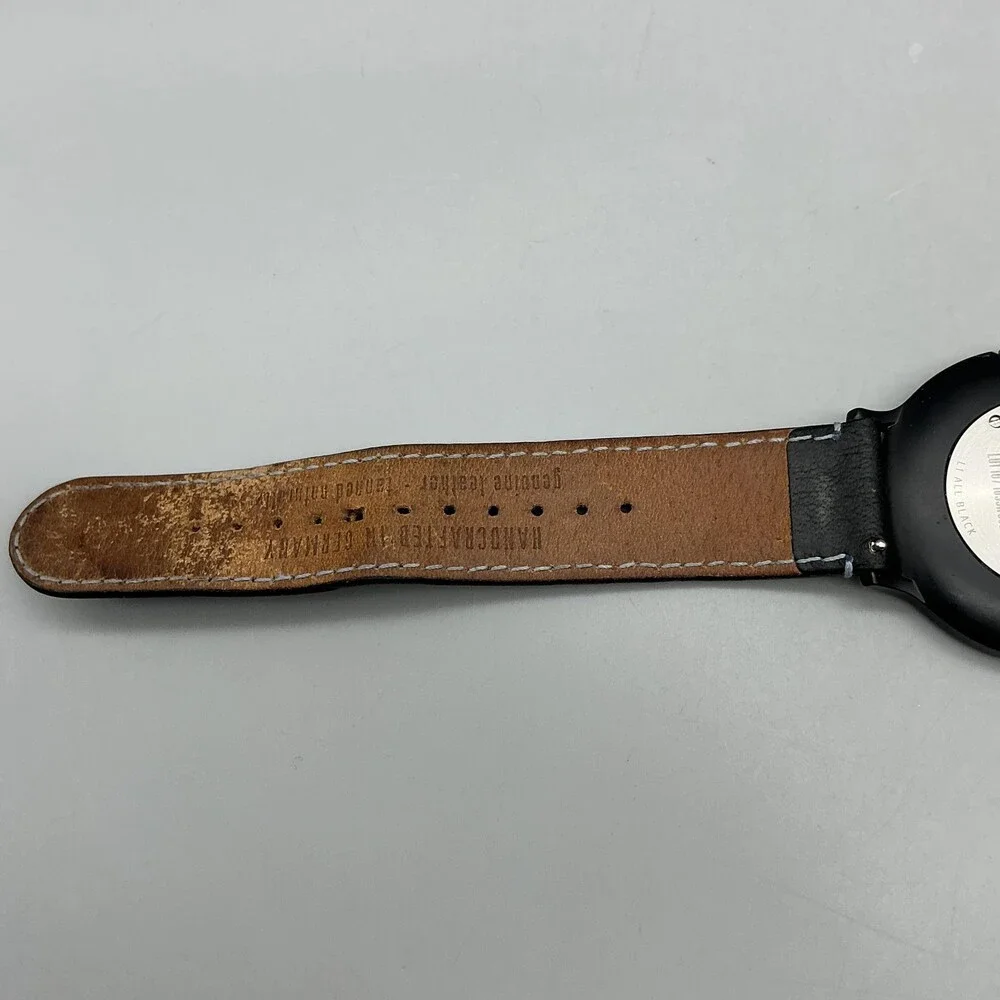 Lilienthal Berlin L1 All Black Mens Watch 42mm Black Dial Leather New Battery